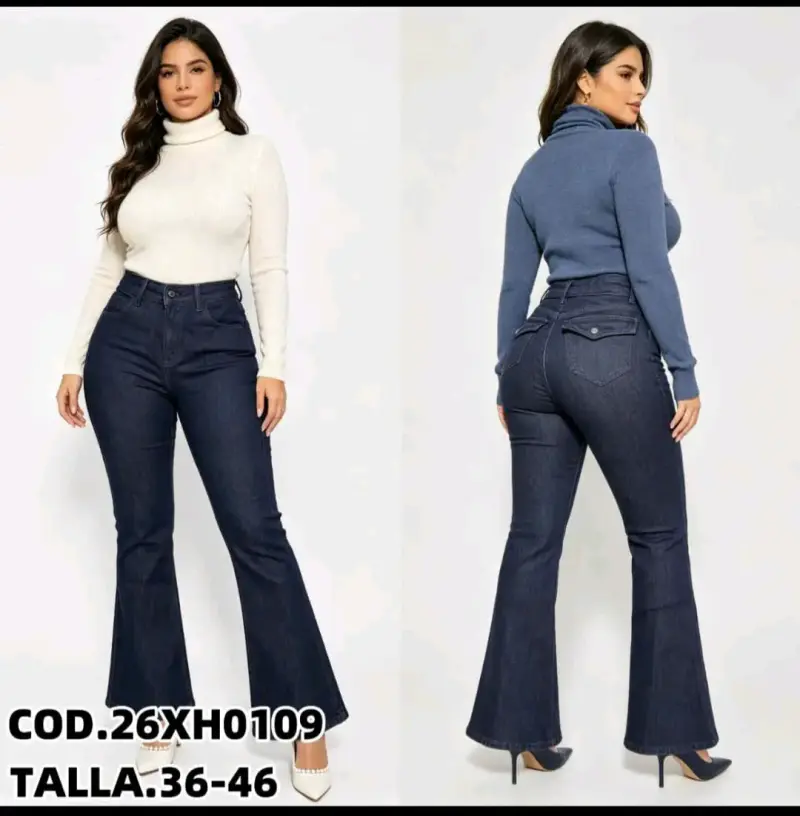 Jeans anchos azul oscuro - 5
