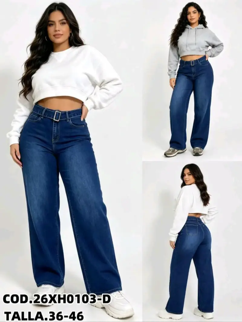 Jeans anchos azul oscuro - 6