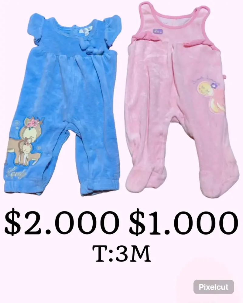 Enteritos de bebé 3M azul y rosado - 1