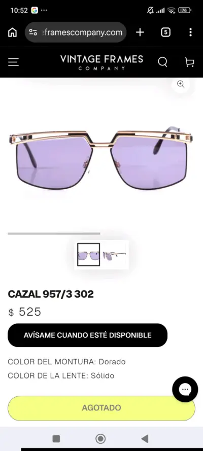 Gafas de sol doradas con estuche - miniatura 5