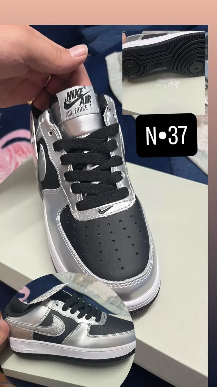 Zapatillas Nike Air Force negras y plateadas