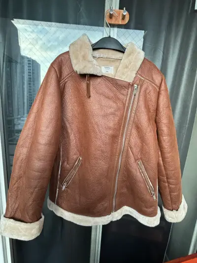 Chaqueta de cuero aviadora con chiporro - miniatura 1