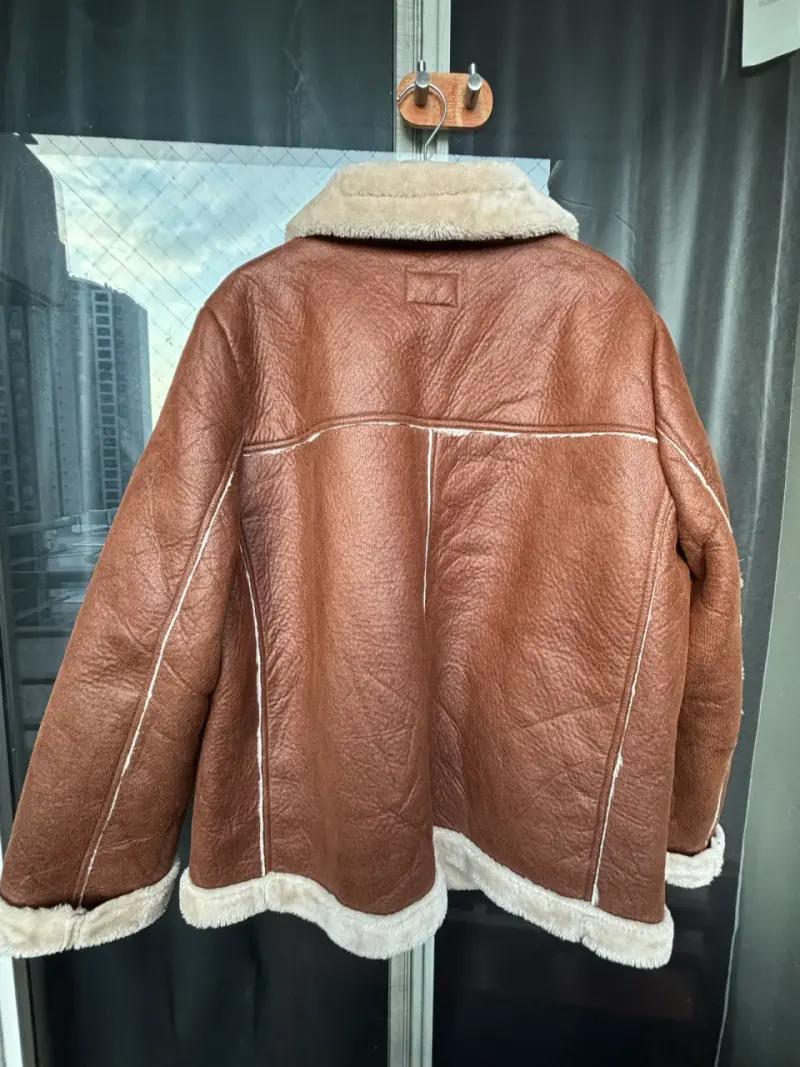 Chaqueta de cuero aviadora con chiporro - 3