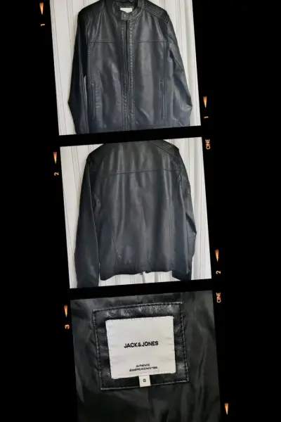 Chaqueta de cuero negra Jack & Jones - miniatura 1