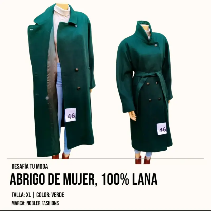 Abrigo de mujer 100% lana verde