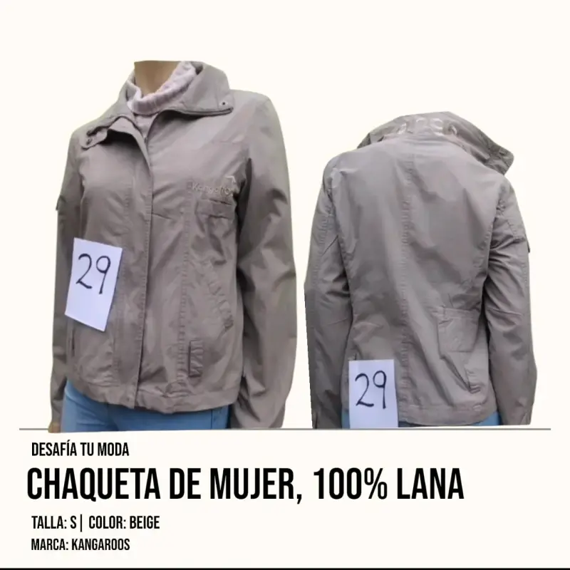 Chaqueta de lana beige mujer