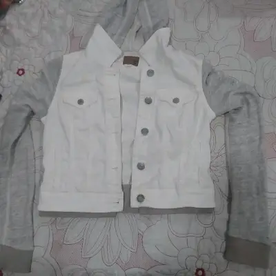 Chaqueta mezclilla con capucha gris - miniatura 1