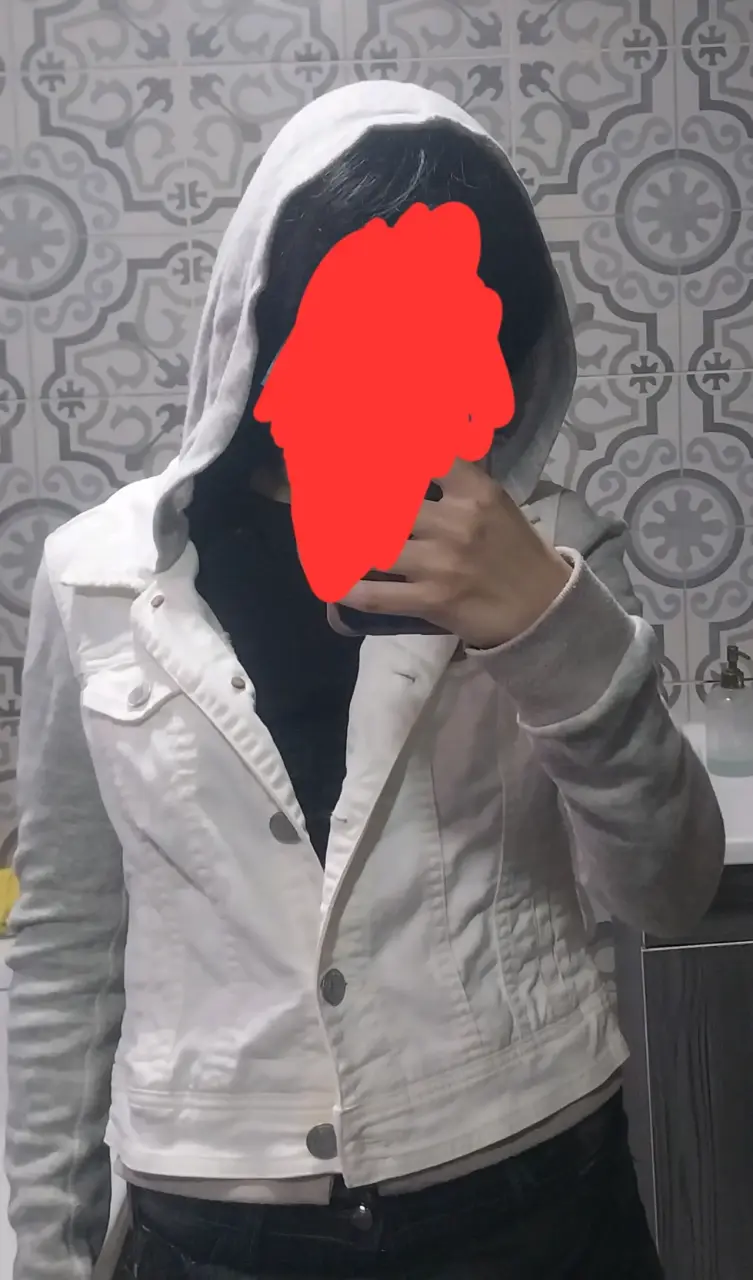Chaqueta mezclilla con capucha gris - 5