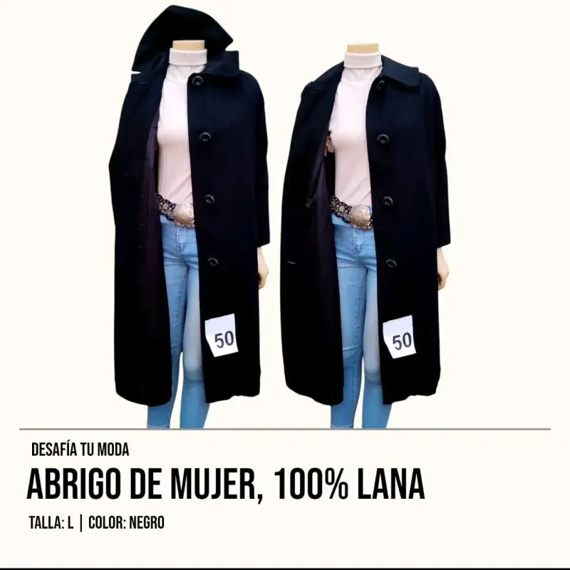 Abrigo de mujer negro de lana