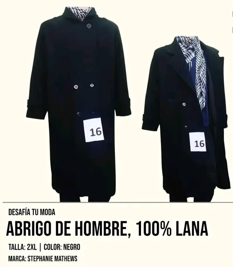 Abrigo de hombre negro lana 100%