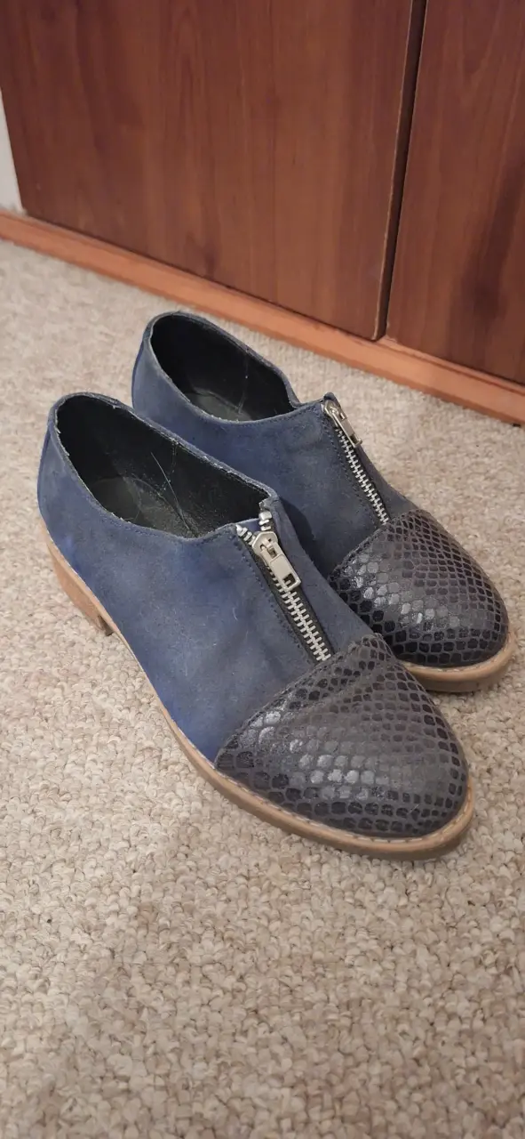 Zapatos cuero azul - 1