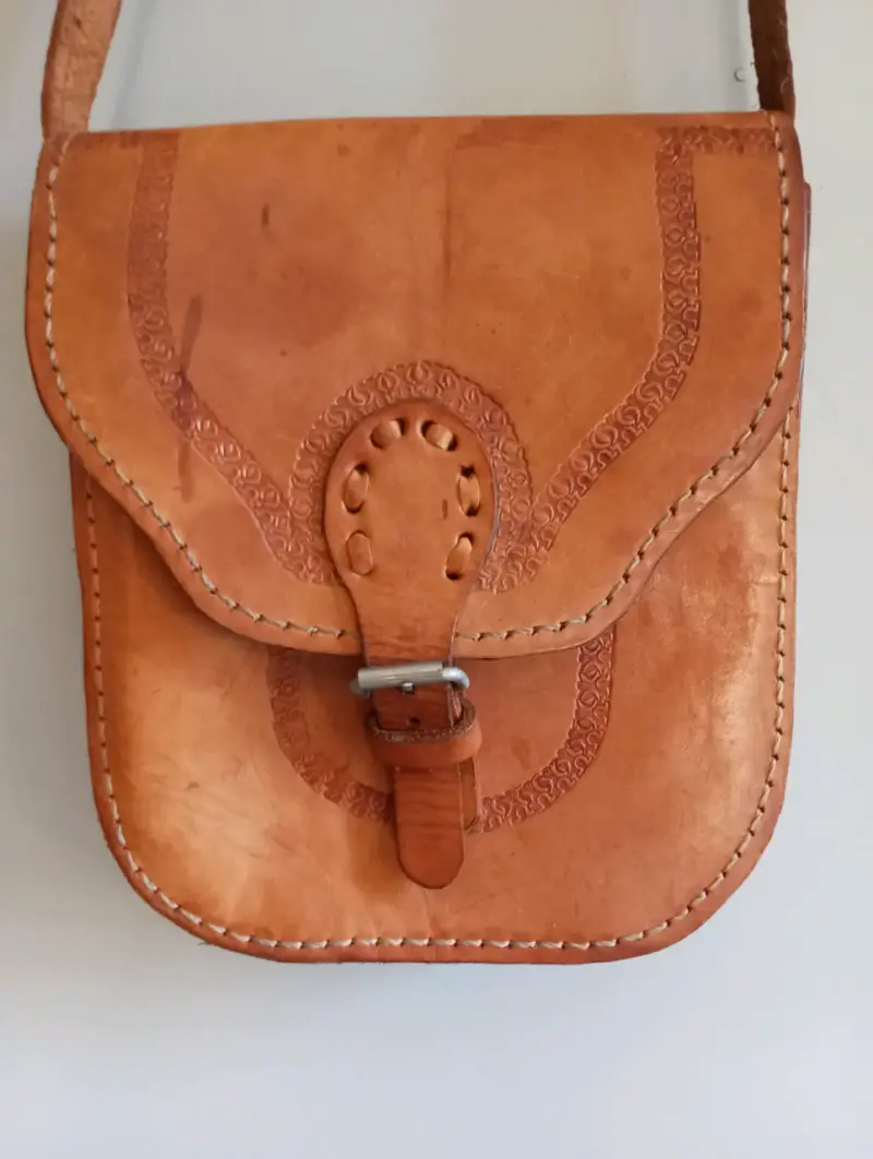 Cartera cuero natural artesanal café - 2