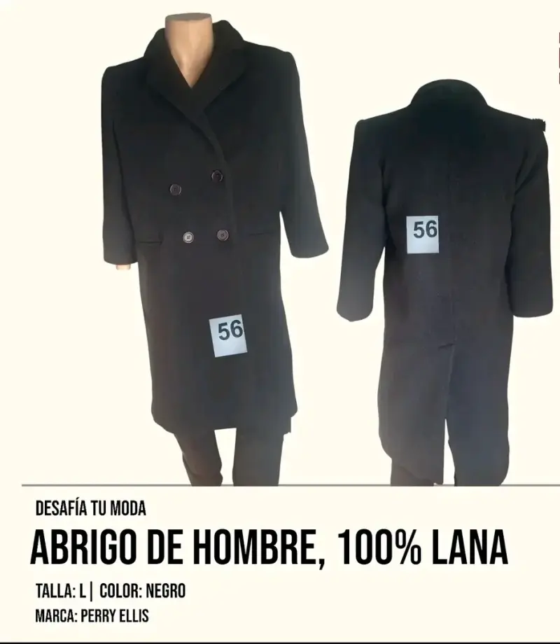 Abrigo negro de lana 100%