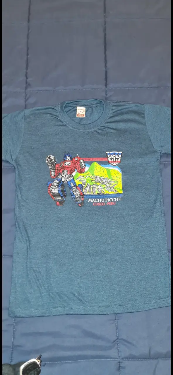Polera azul algodón transformers Machu Picchu - 2