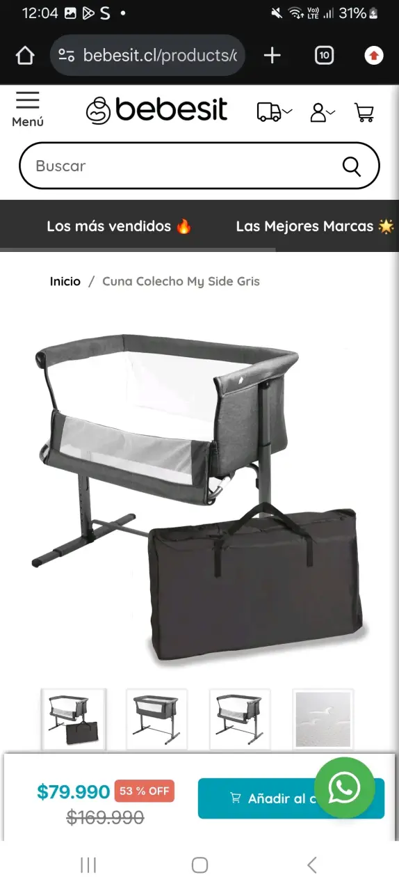 Cuna colecho My Side gris