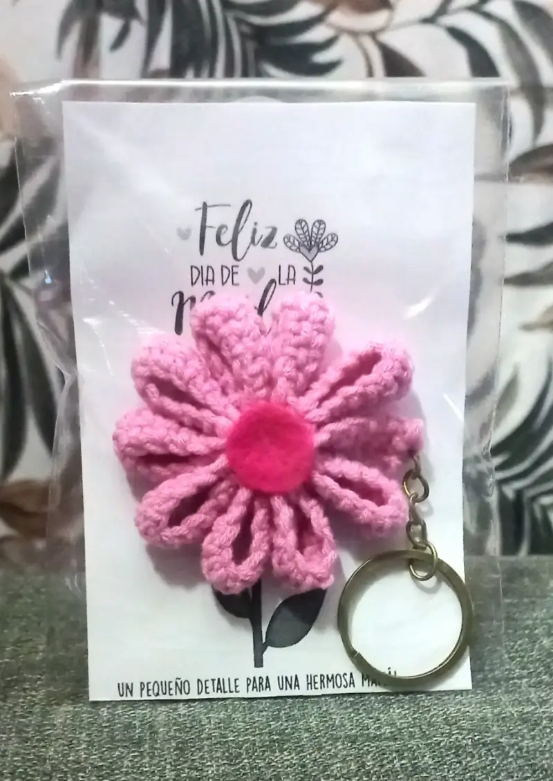 Llavero flor eterna tejida - 2