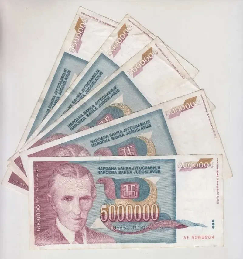 Billete Yugoslavia 5000000 Dinara 1993 Nikola Tesl - 2