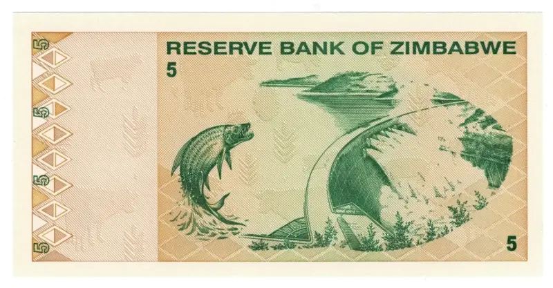 Billete De Zimbabwe 5 Dolares 2009 - 2