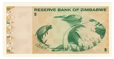 Billete De Zimbabwe 5 Dolares 2009 - miniatura 2