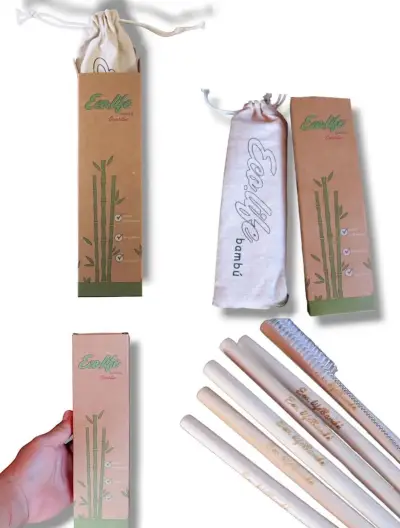 Set de bombillas de bambú ecológicas - miniatura 2