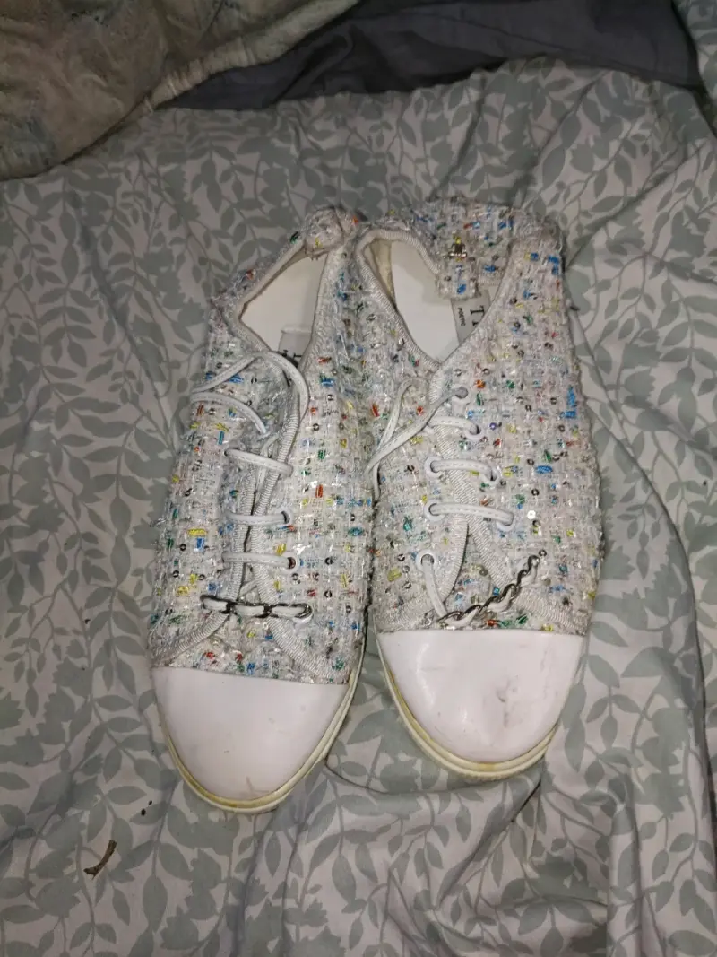 Zapatillas tweed y goma blancas - 1