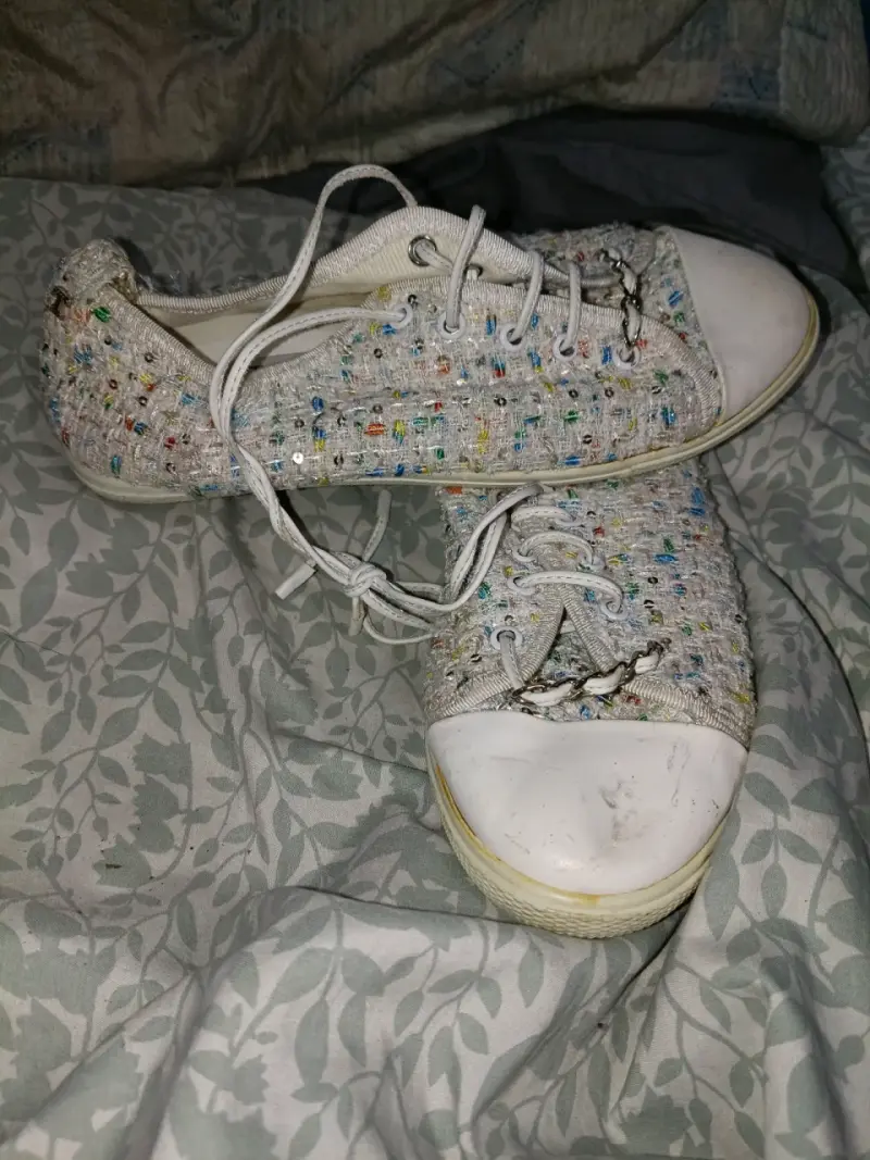 Zapatillas tweed y goma blancas - 3