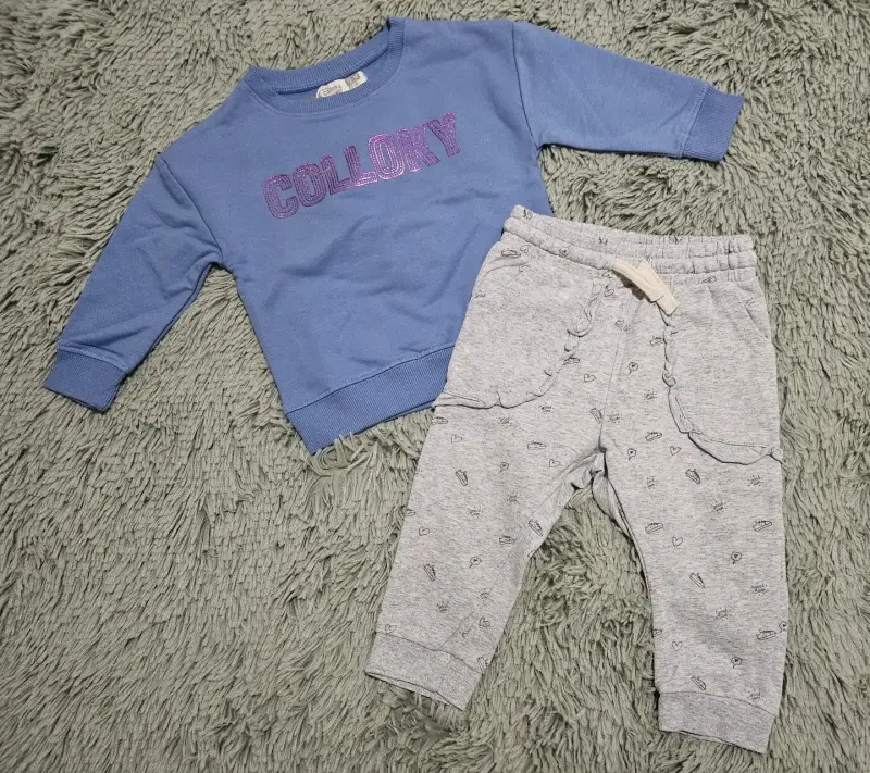 Conjunto bebé azul y gris - 1