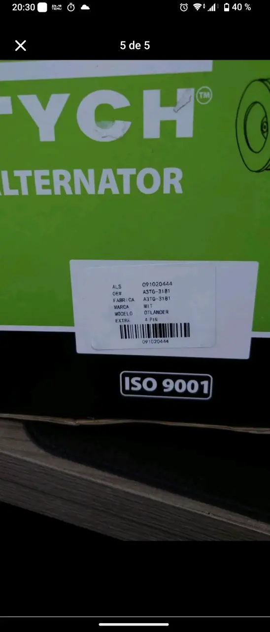 Alternador para mitsubishi lancer-outlander 2.0 - 5