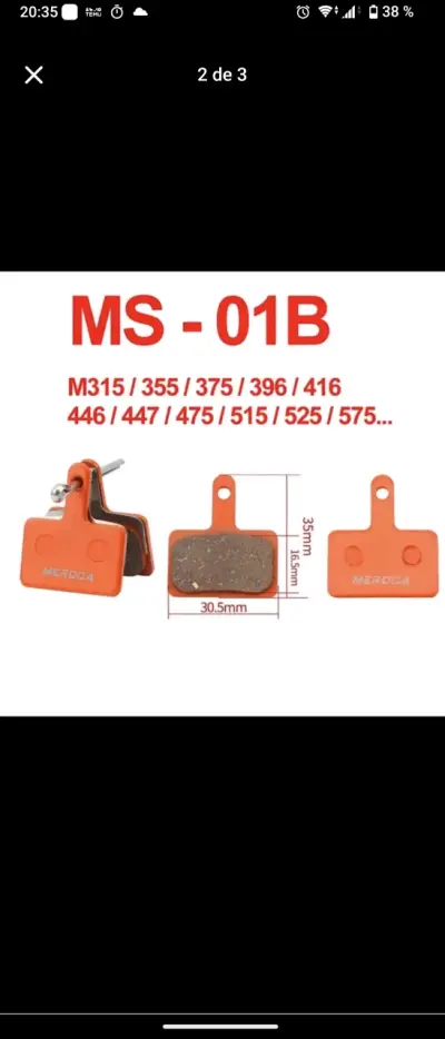 Pastillas de freno bicicleta  meroca ms-01b shiman - miniatura 2