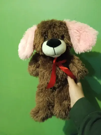 Peluche de oso marrón y rosado - miniatura 1