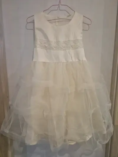 Vestido blanco de tul para niña talla 8 - miniatura 1
