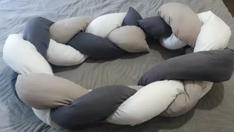 Cojín trenzado decorativo gris de 2 mts