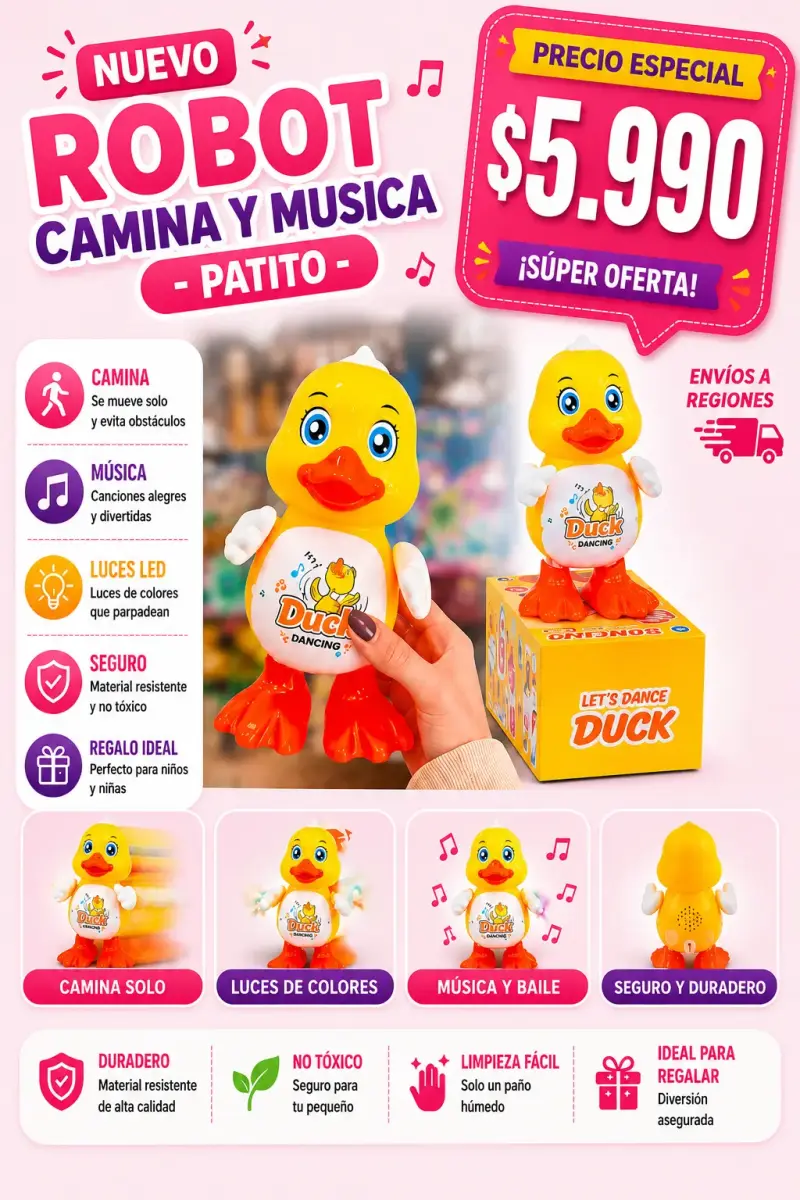 Robot Patito musical con luces