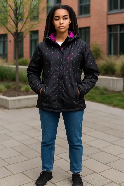 Chaqueta negra impermeable - miniatura 1
