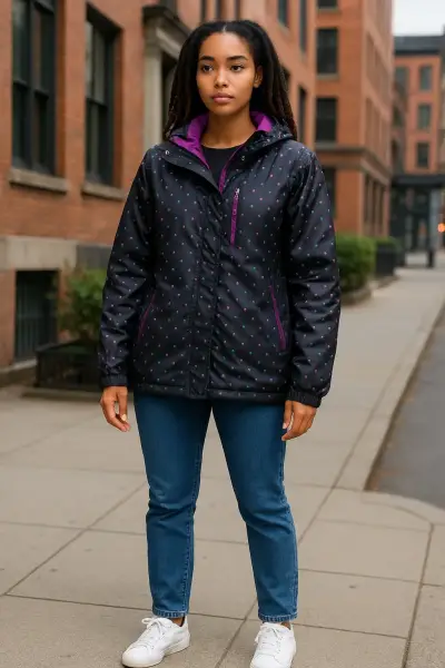 Chaqueta negra impermeable - miniatura 2