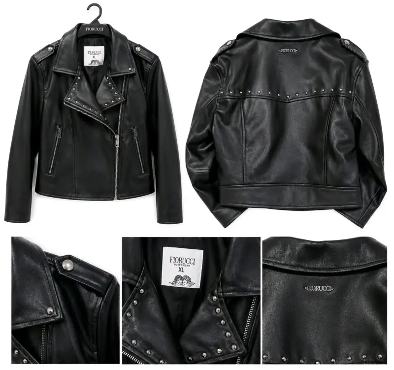 Chaqueta de cuero negra XL - 1