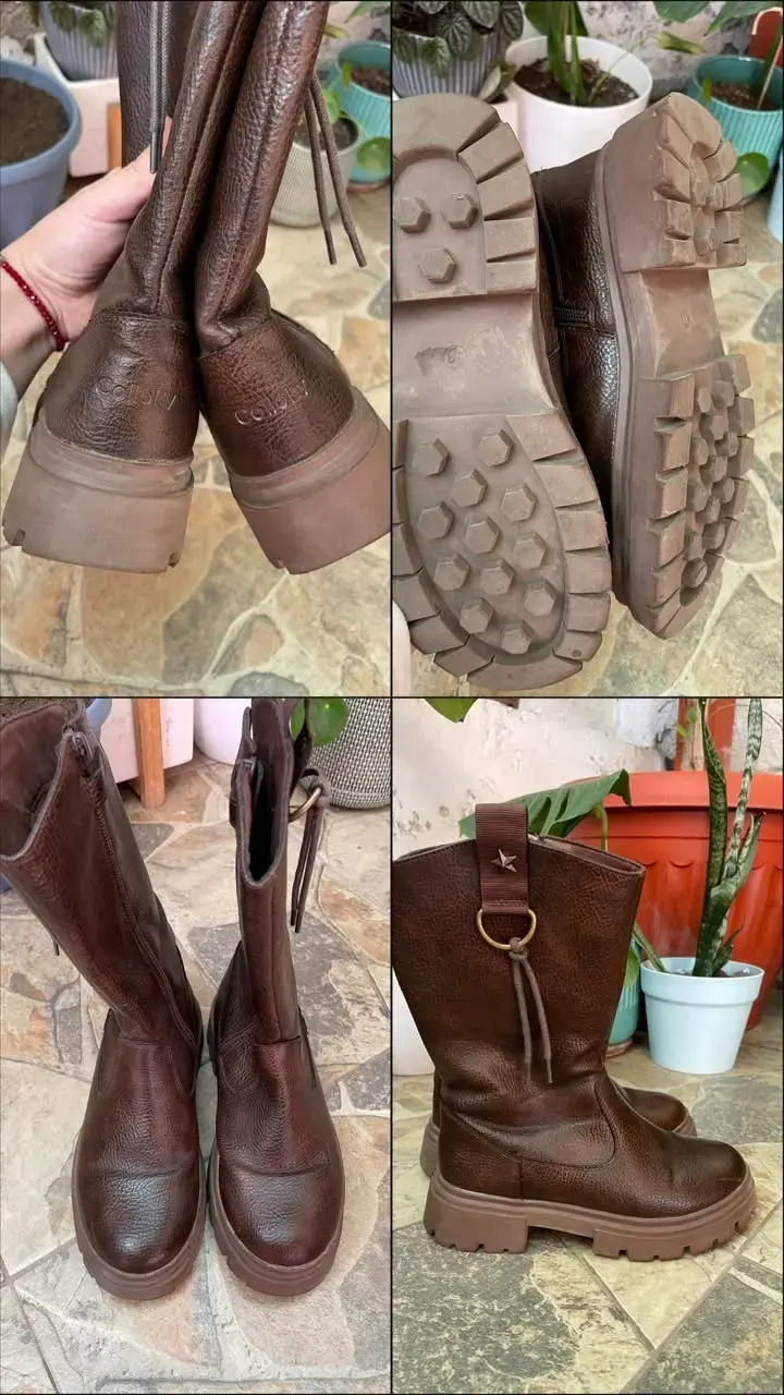 Botas de niña marrones de cuero