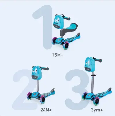 Scooter  infantil 3 en 1  con casco - miniatura 5
