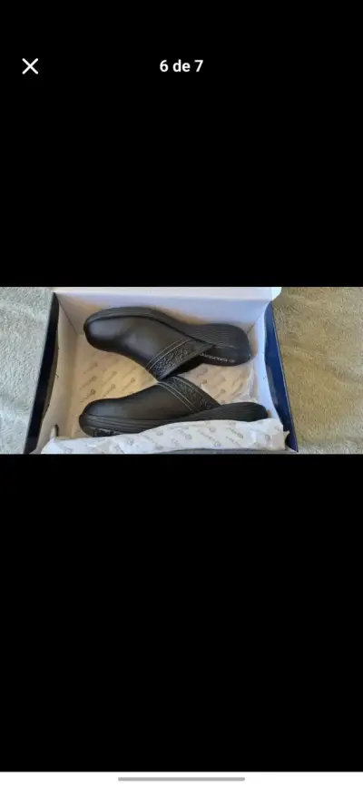 Zuecos negros de cuero / bistró o Enfermería - miniatura 6