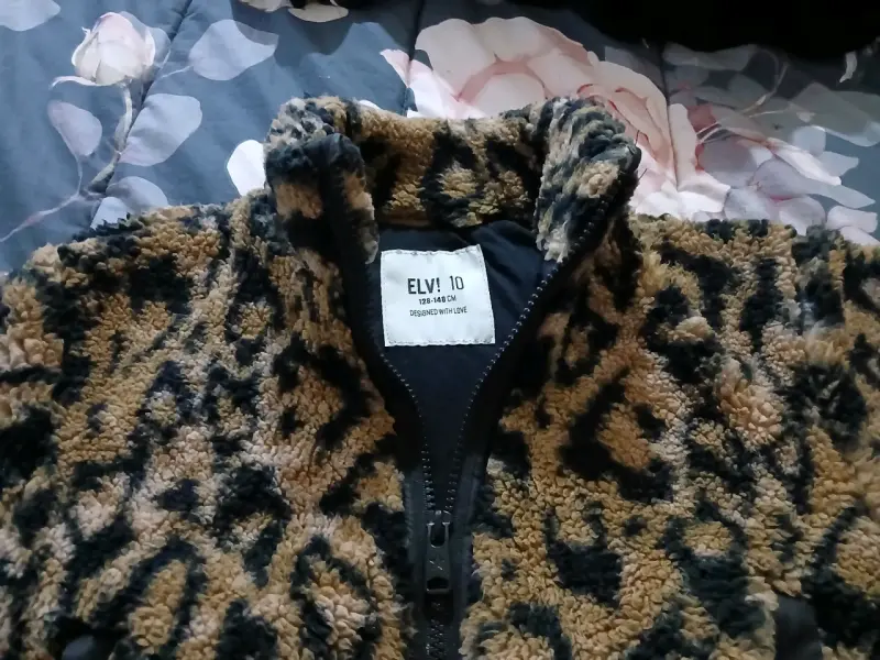Chaqueta peluda de leopardo para niña - 1
