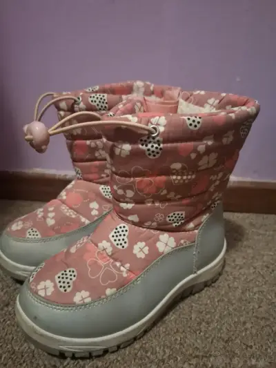 Botas infantiles rosas con estampado - miniatura 1