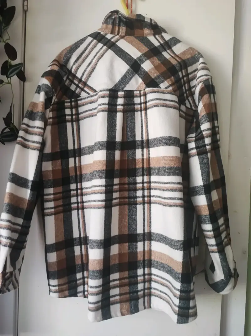 Chaqueta de cuadros marrón y negro - 2