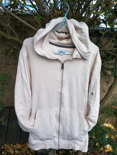 Polerón stone island  beige con capucha - miniatura 1