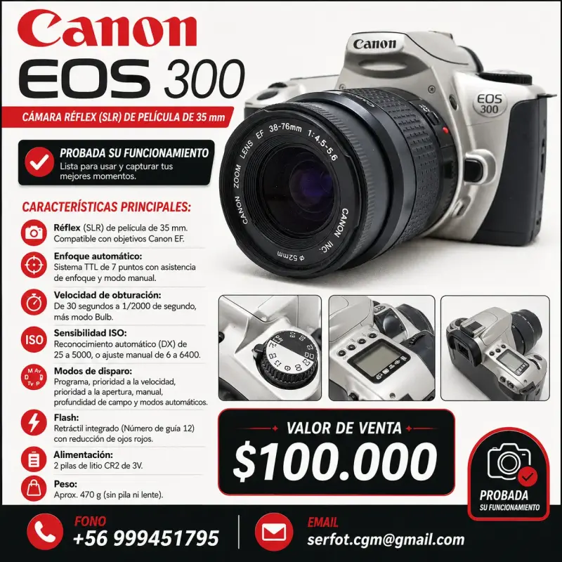 Cámara Canon EOS 300 SLR