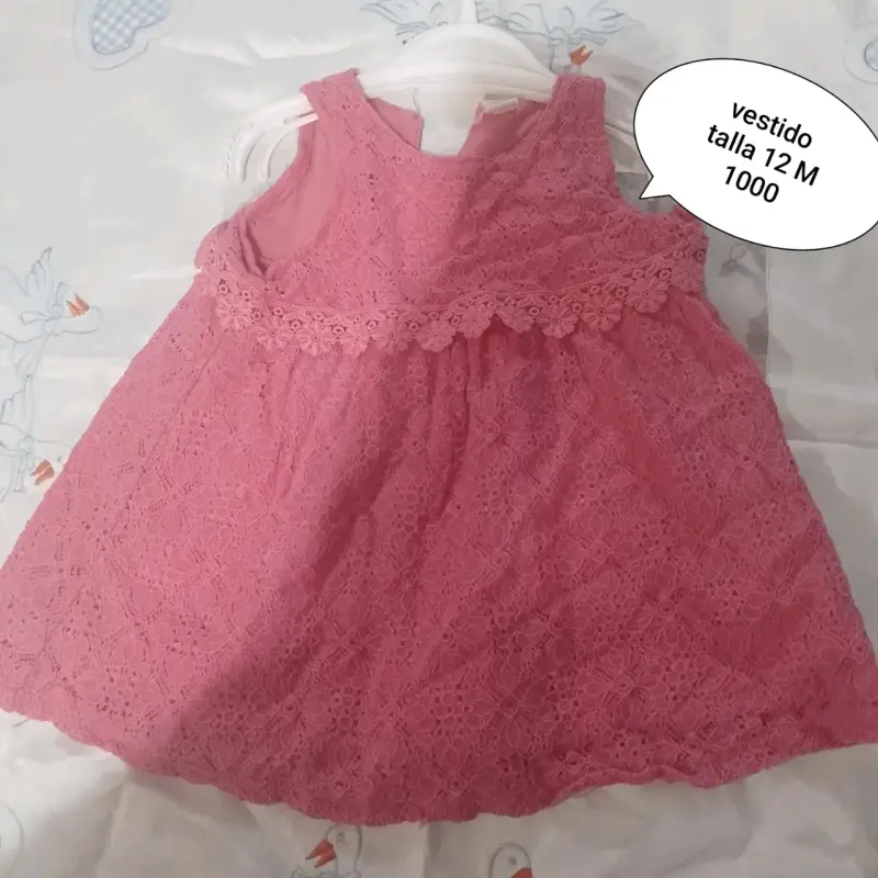 Vestido de encaje rosa talla 12M - 1