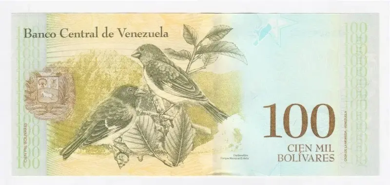 Billete Venezuela 100 Mil Bolivares 13 Dic 2017 - 2