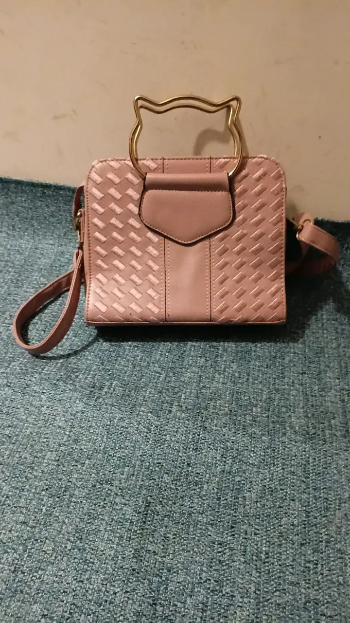 Cartera rosada con asa metálica - 1