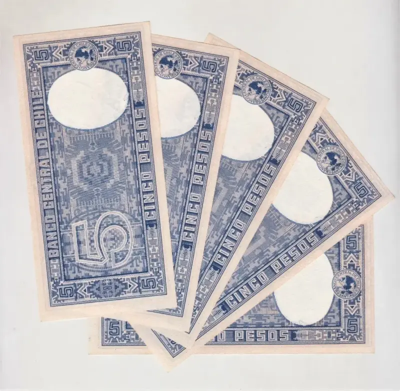 Billete Chile 5 Pesos Maschke Herrera A15 Unc Cm - 2