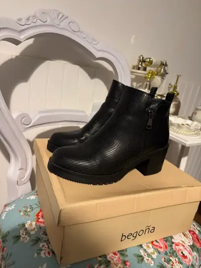 Botines de cuero negros 38 - miniatura 2