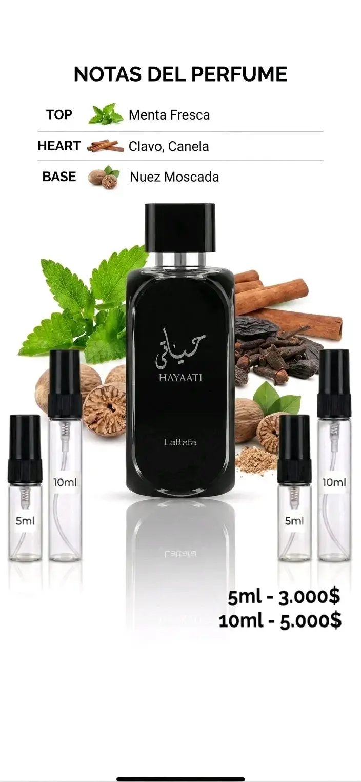 Perfume Hayati Lattafa 5ml y 10ml